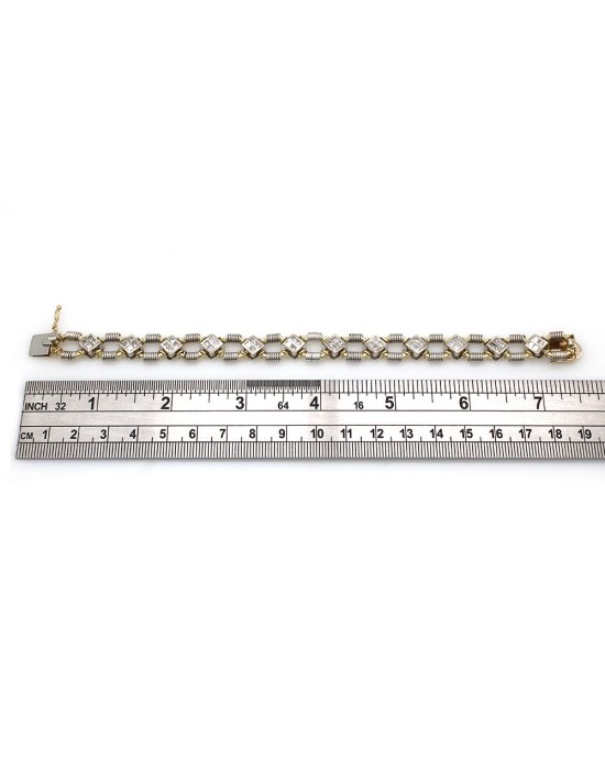 Cable Link Diamond Bracelet in Gold